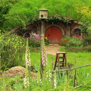 A hobbit house on a sunny day