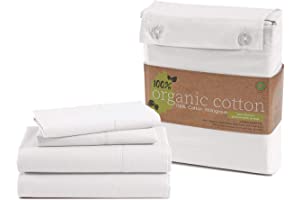 100% Organic Cotton Queen Sheets, 4-Piece bed sheets for Queen Size Bed Percale Weave Ultra Soft Best Bedding Sheets for Bed,