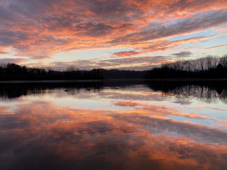 The period of daytime shortly after sunrise and before sunset is known as the golden hour, or the ?magic hour’, by photographers and cinematographers. The softer light creates beautiful landscapes, like this one captured at Blue Marsh Lake.