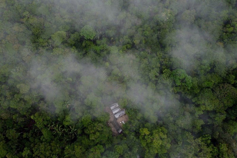 Camp 41, a remote scientific research station in the Amazon rainforest, is viewed from above in Brazil on Oct. 18.