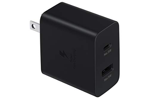 Samsung Electronics Wall Charger 35W Dual-Port Adapter, Super Fast Charging Block, Duo USB Ports, Android and iPhone Power Bank, Cable Not Included, Black (EP-TA220NBEGUS)