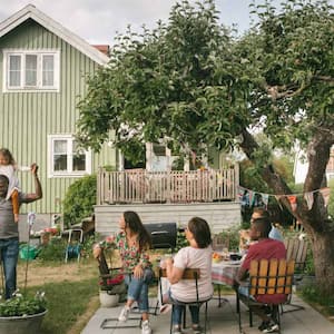 Family having fun in the backyard