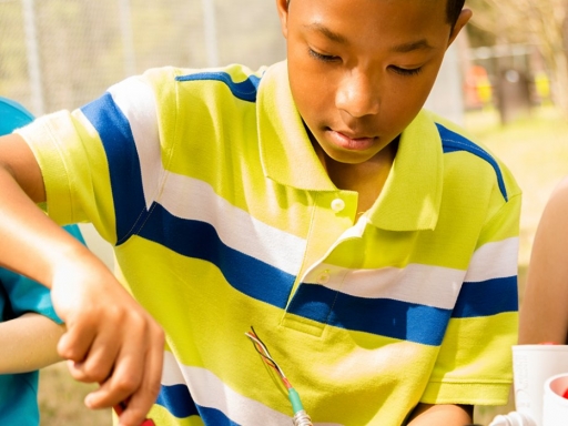 boy concentrating on project