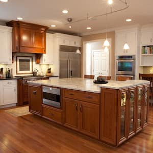 can, pendant, under cabinet and track lighting in kitchen