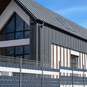 Modern house with black metal siding