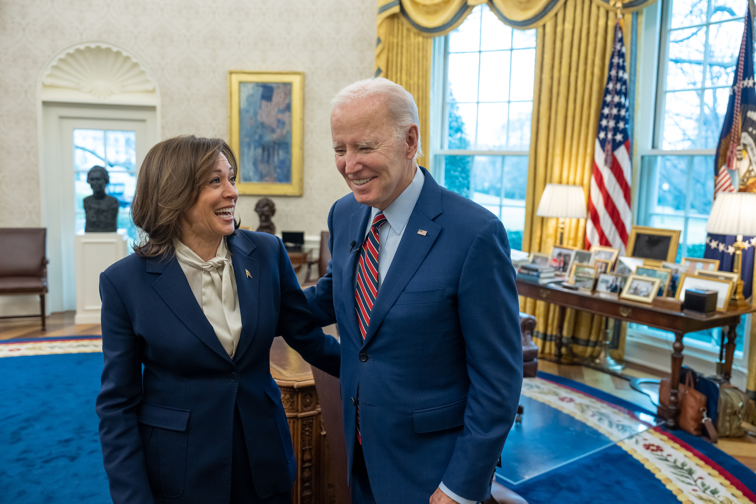 President Biden and Vice President Harris in the Oval Office.