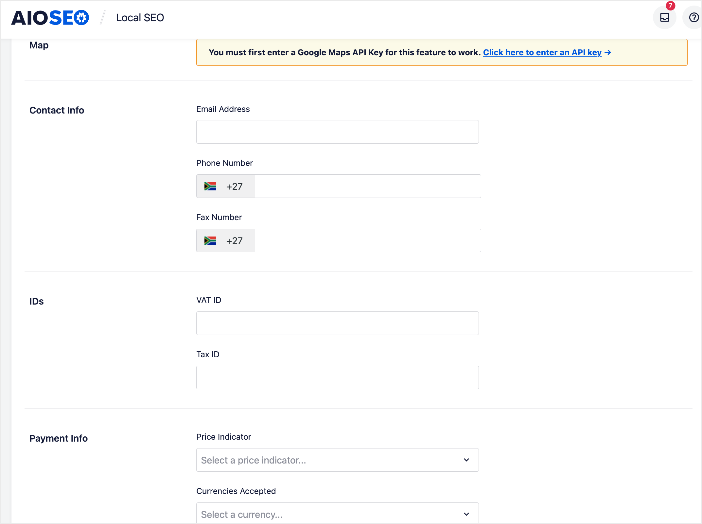 You can also add other information like a map of your location, contact information, VAT and Tax IDs, payment information, and more.