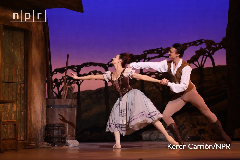 Principal dancers Elizaveta Gogidze and Oleksii Kniazkov of The United Ukrainian Ballet are performing Giselle at The Kennedy Center this week. Keren Carrión/NPR