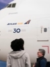 Boeing employees and members of the media attend the delivery of the final 747 jet at the Boeing plant in Everett, Washington, US Jan. 31, 2023. 