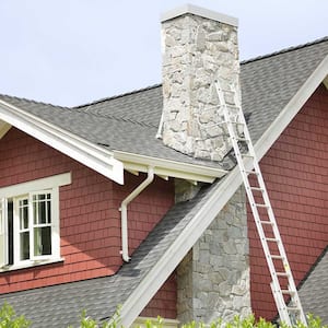 A view of a ladder leading to a chimney