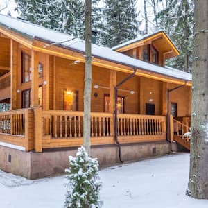 Beautiful wooden house in the forest