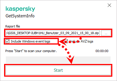 Das Fenster des Dienstprogramms Get System Info