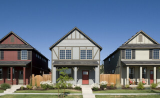 Homes in a row in a neighborhood