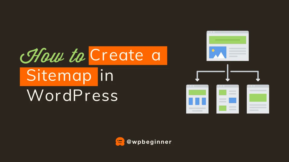 Title of the guide: "How to Create a Sitemap in WordPress?" alongside an icon of an XML sitemap