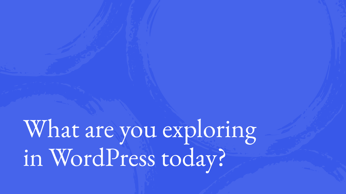 What are you exploring in WordPress today?