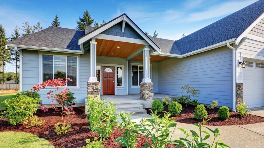 A house with light blue siding