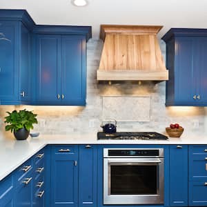 Kitchen cabinets painted a rich blue