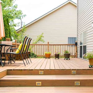 modern wooden deck attached to house