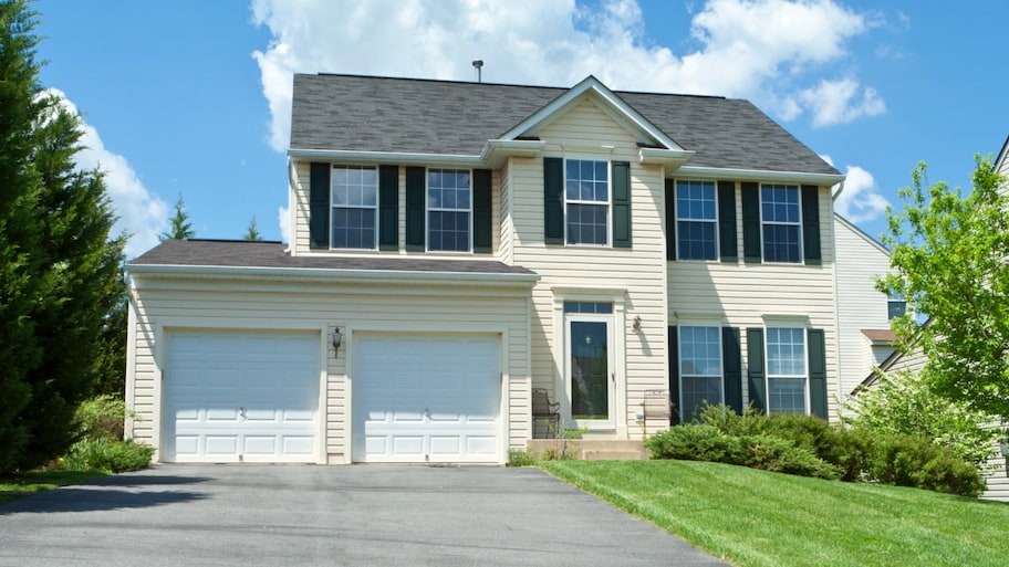 Front view vinyl siding family house