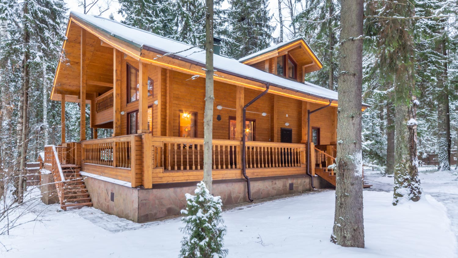 Beautiful wooden house in the forest