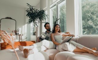 Couple sitting on couch