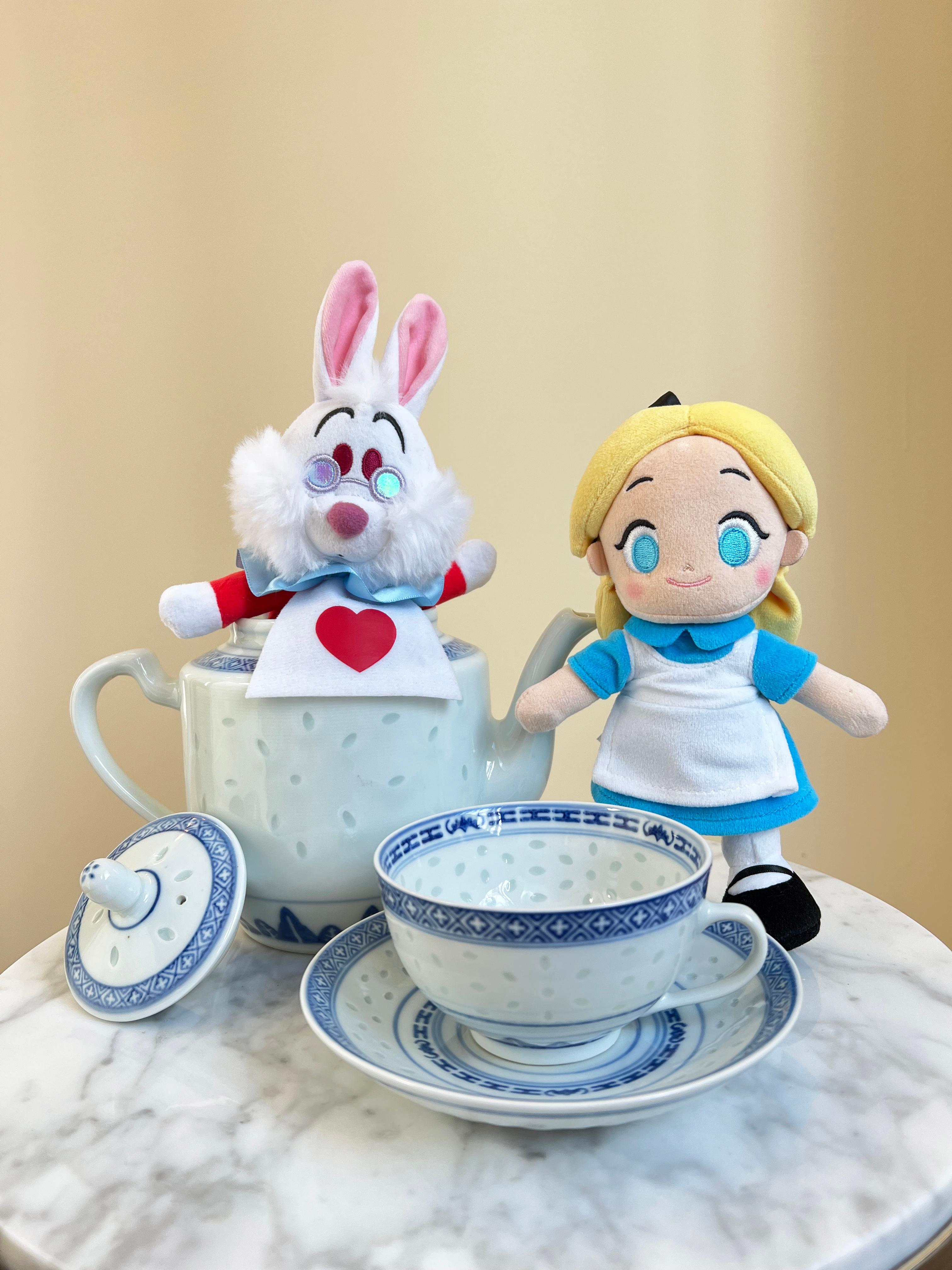 Alice in Wonderland and the White Rabbit NuiMOs Plush with teacups 