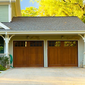 Double sized wooden garage door