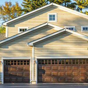 A traditional american home with garage