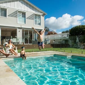 Kids play in pool