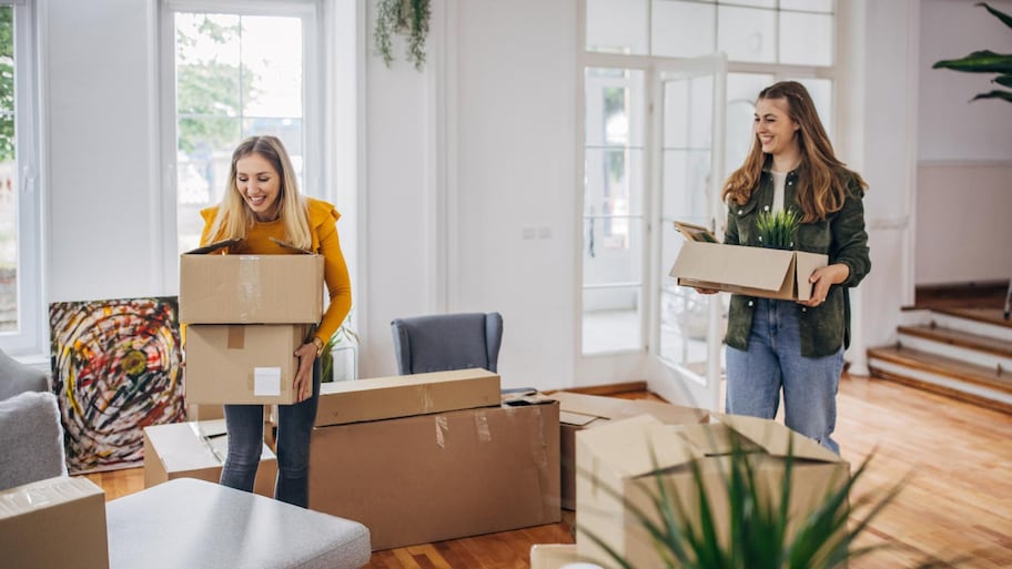 Lesbian couple moving in new home