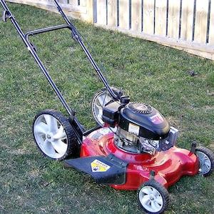 red lawn mower