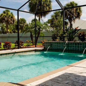 A luxurious pool and its enclosure