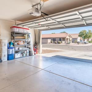 The interior of a tidy residential garage