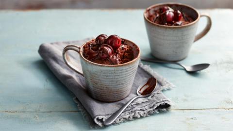 Cherry and chocolate mug cake