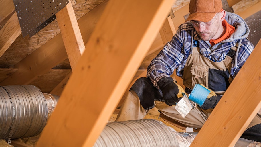 A contractor binding ventilation pipes