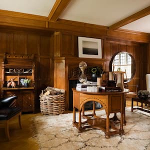 A luxury warm living room with hardwood floor