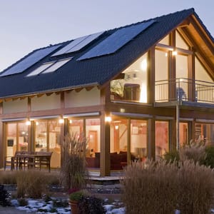 Solar panels on modern house