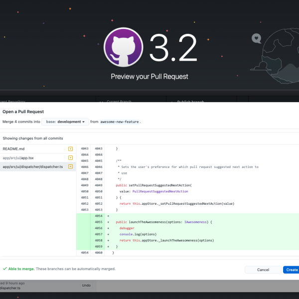 GitHub Desktop 3.2: Preview your pull request