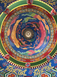 colorful ceiling of a thai gazebo