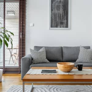 Stylish living room with big windows