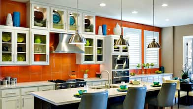 orange kitchen backsplash