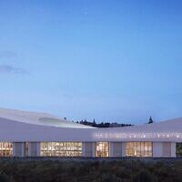 An architectural rendering of the new National Library of Israel building, set to open in 2023. The building was designed by the Swiss firm Herzog & de Meuron. (Herzog & de Meuron 2022)