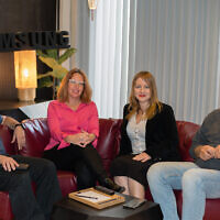 Samsung Director of Open Innovation Lior Yekoutieli (left) with the Israel research team. (Courtesy)