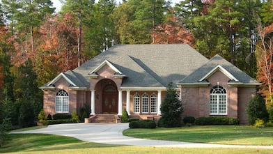 One story brick house in the country