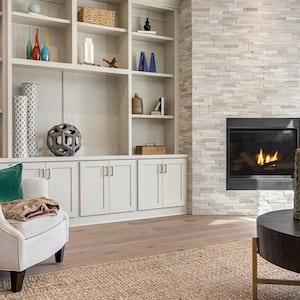 Living room with built in bookshelves