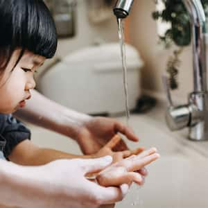 Child washing hands