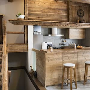 Cottage with wooden kitchen and stairs