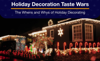 A house covered in light decorations on the building and yard