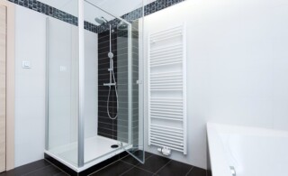 modern bathroom with shower and bathtub