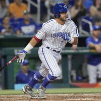 Israel's Noah Mendlinger hits during the second inning of a World Baseball Classic game, March 12, 2023, in Miami, Florida. (AP/ Marta Lavandier)